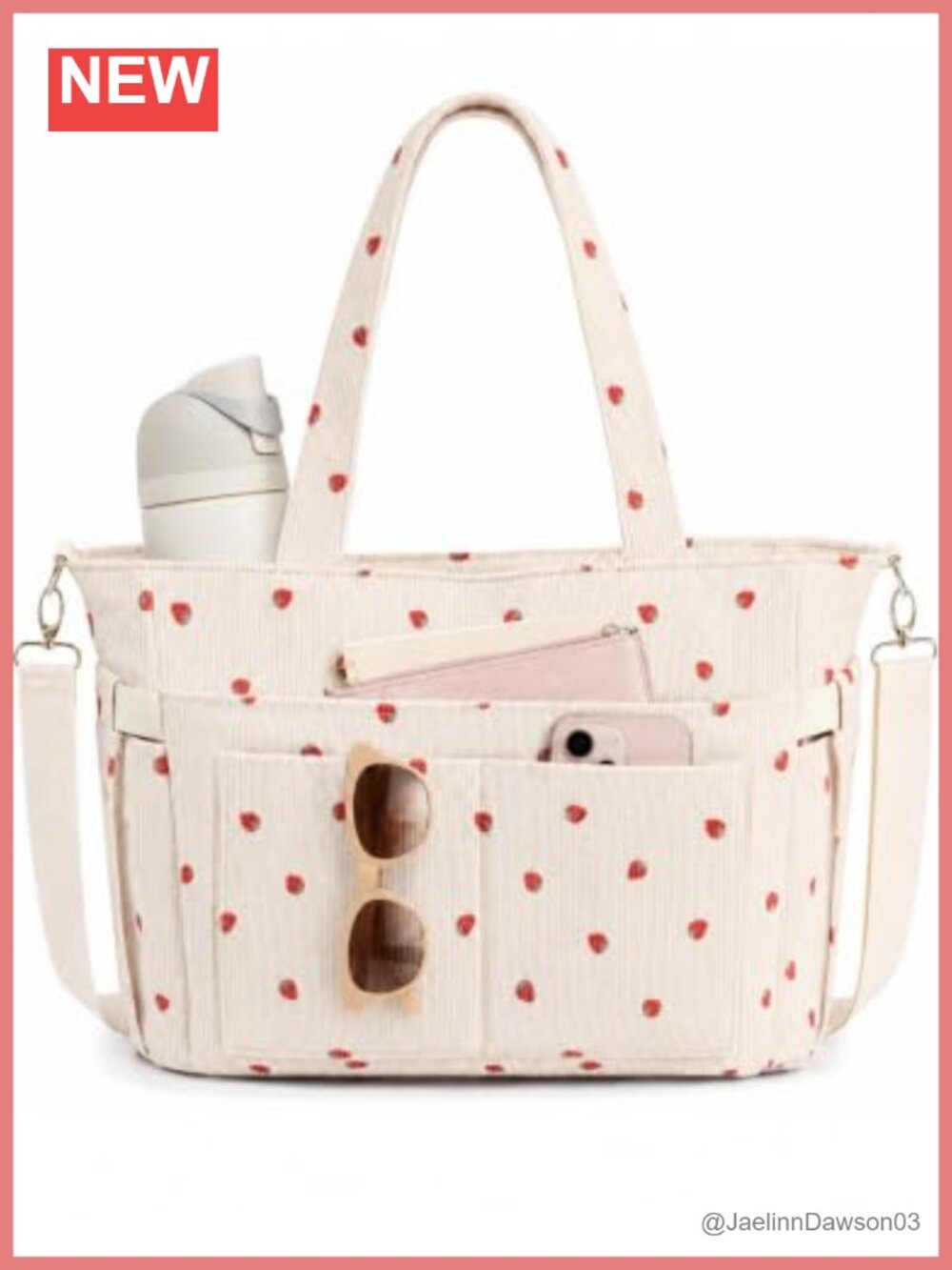 Corduroy Tote Bag Women Large 17 Pocket Zip Shoulder Work Travel